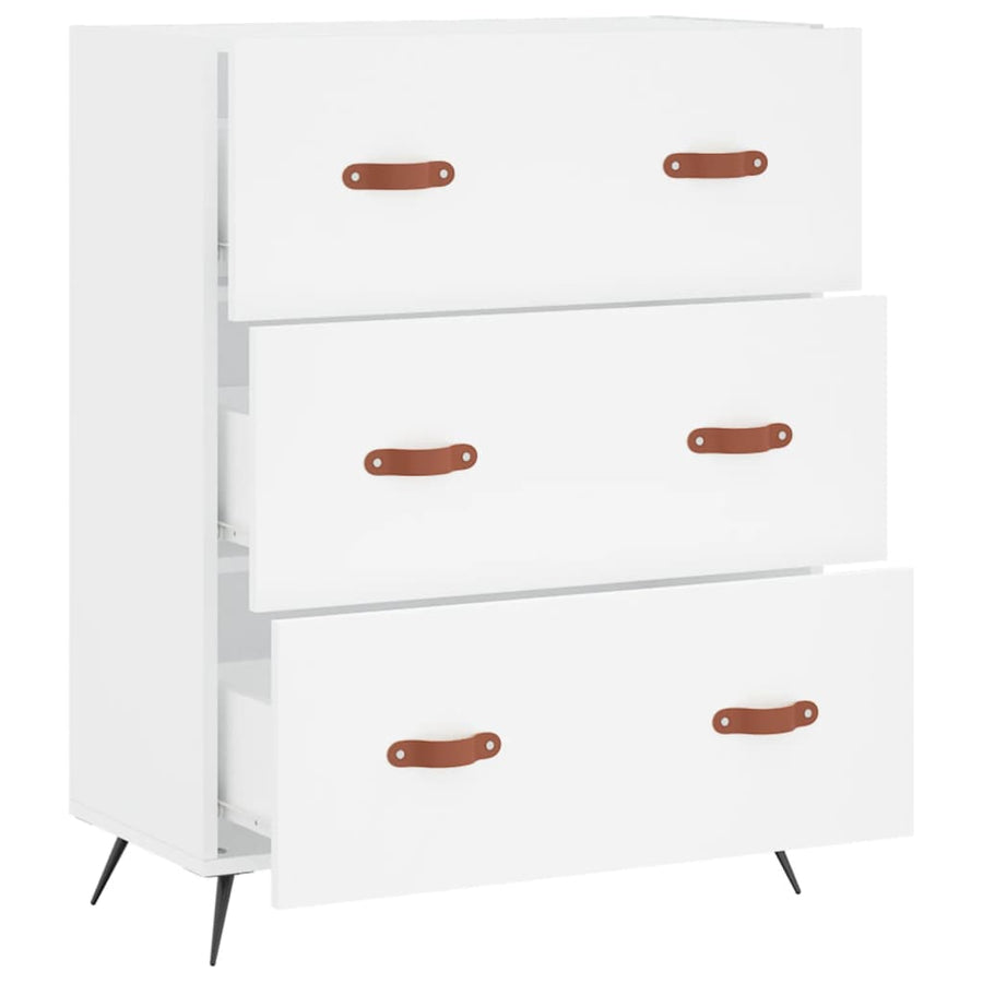 Ladekast 69,5x34x90 cm bewerkt hout wit