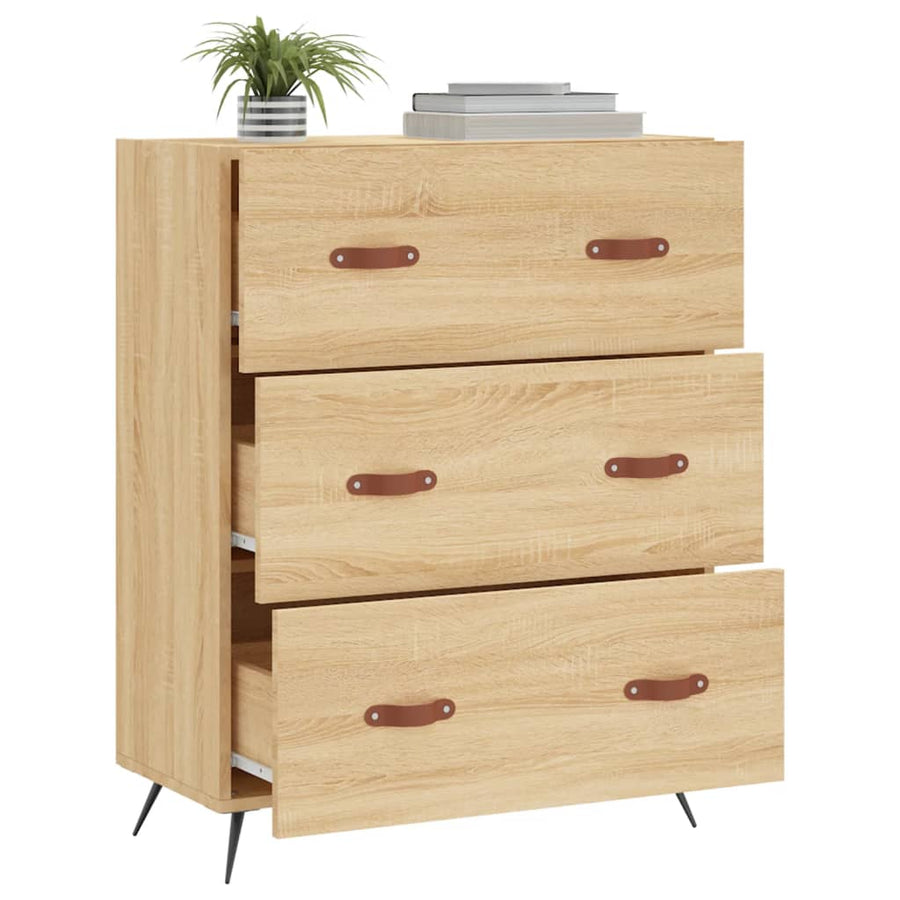 Ladekast 69,5x34x90 cm bewerkt hout sonoma eikenkleurig