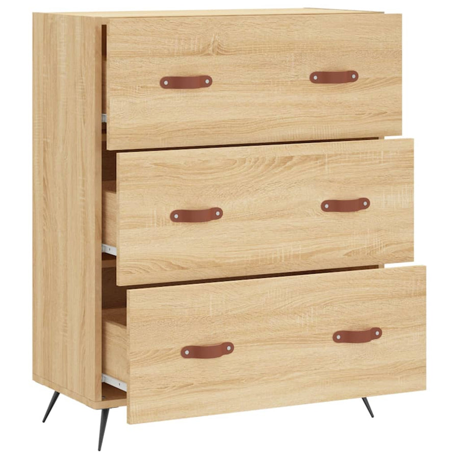 Ladekast 69,5x34x90 cm bewerkt hout sonoma eikenkleurig