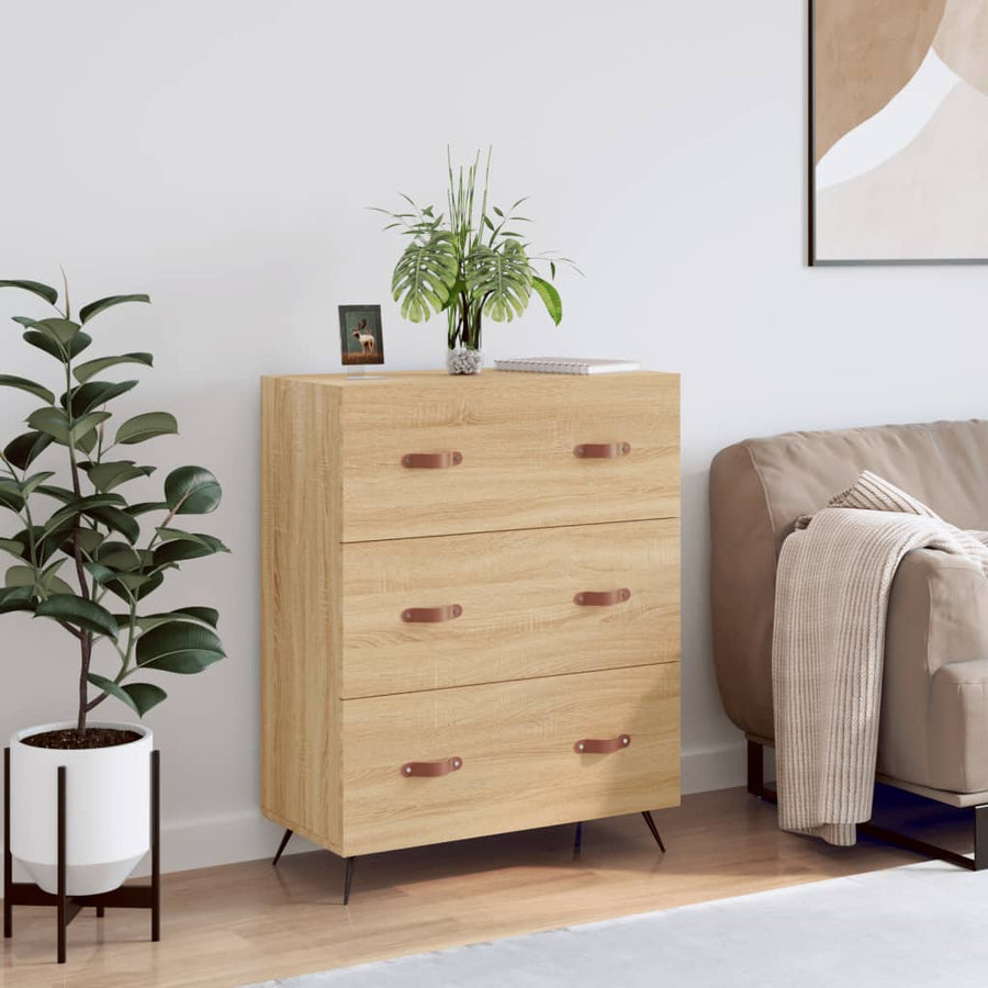 Ladekast 69,5x34x90 cm bewerkt hout sonoma eikenkleurig