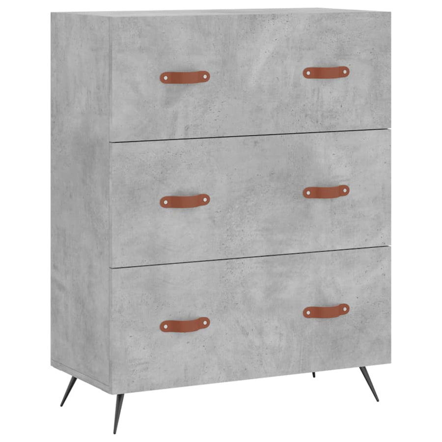 Ladekast 69,5x34x90 cm bewerkt hout betongrijs