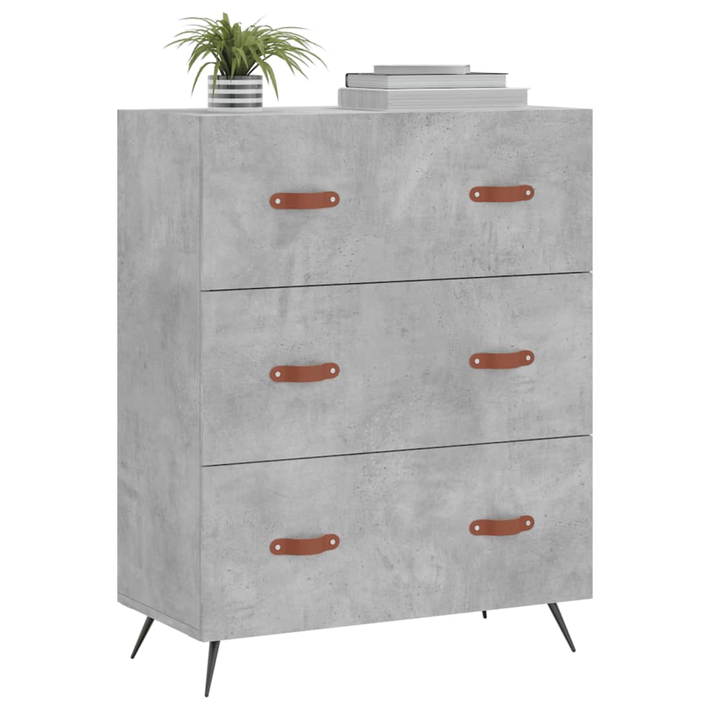 Ladekast 69,5x34x90 cm bewerkt hout betongrijs