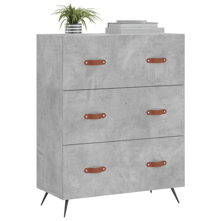 Ladekast 69,5x34x90 cm bewerkt hout betongrijs
