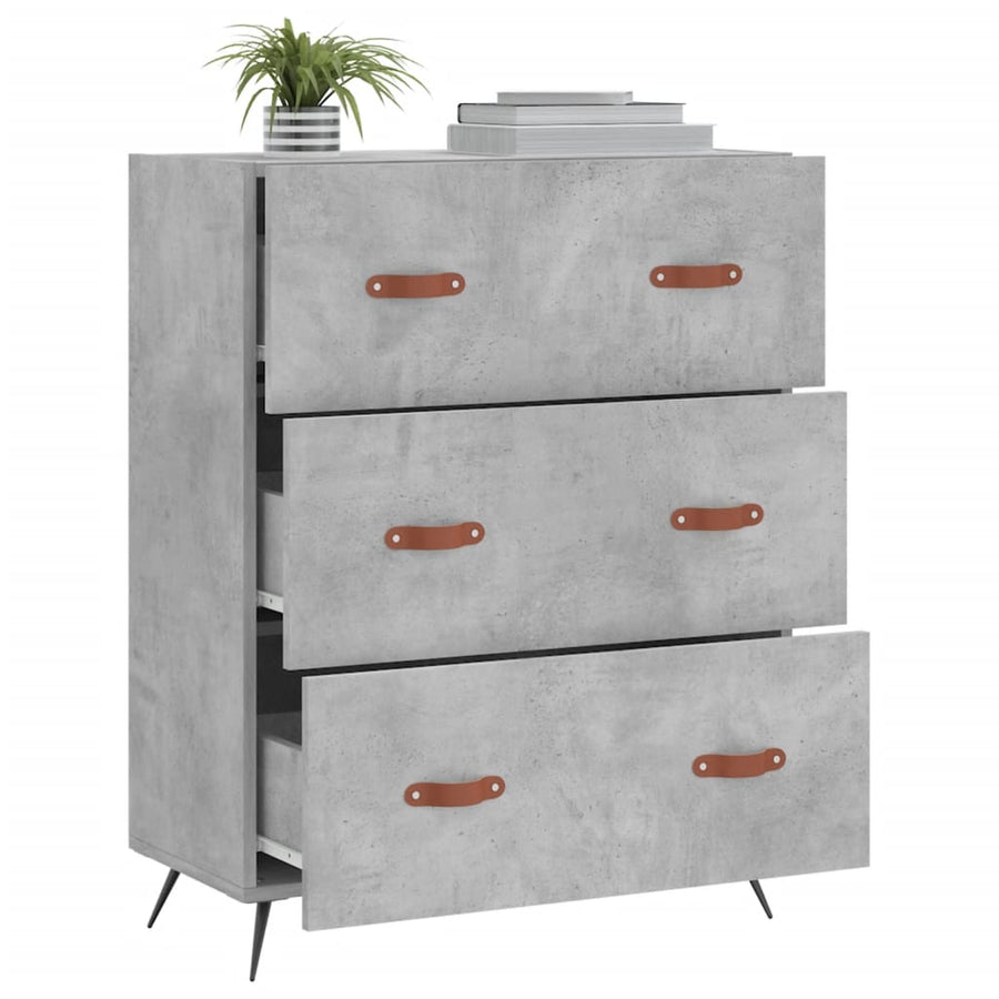 Ladekast 69,5x34x90 cm bewerkt hout betongrijs