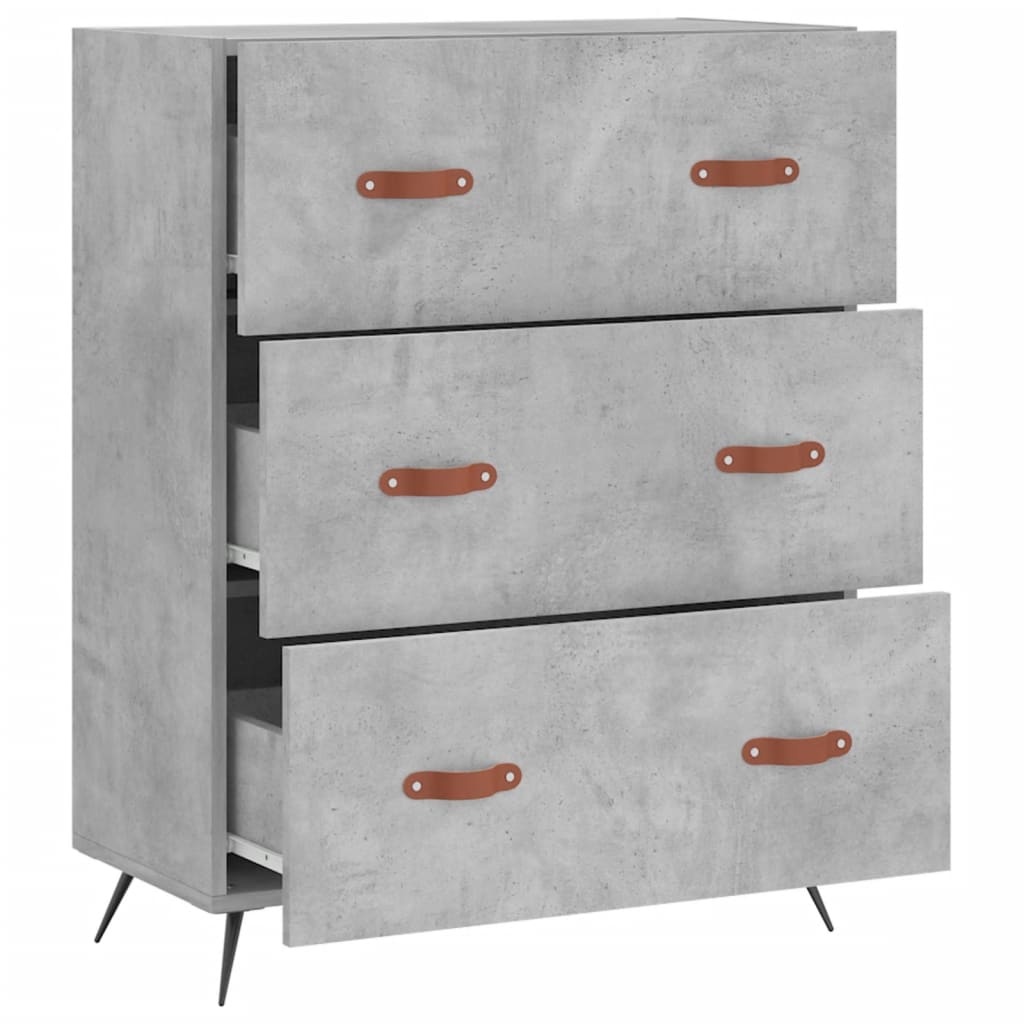 Ladekast 69,5x34x90 cm bewerkt hout betongrijs