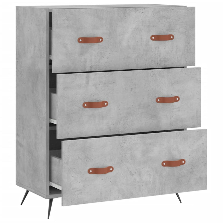 Ladekast 69,5x34x90 cm bewerkt hout betongrijs