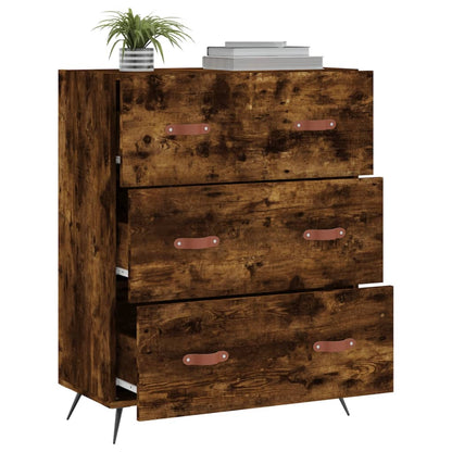 Ladekast 69,5x34x90 cm bewerkt hout gerookt eikenkleurig