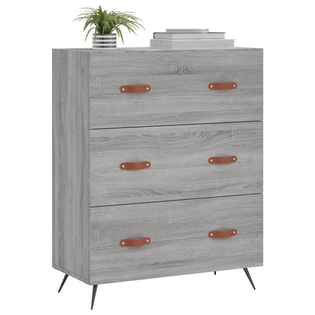 Ladekast 69,5x34x90 cm bewerkt hout grijs sonoma