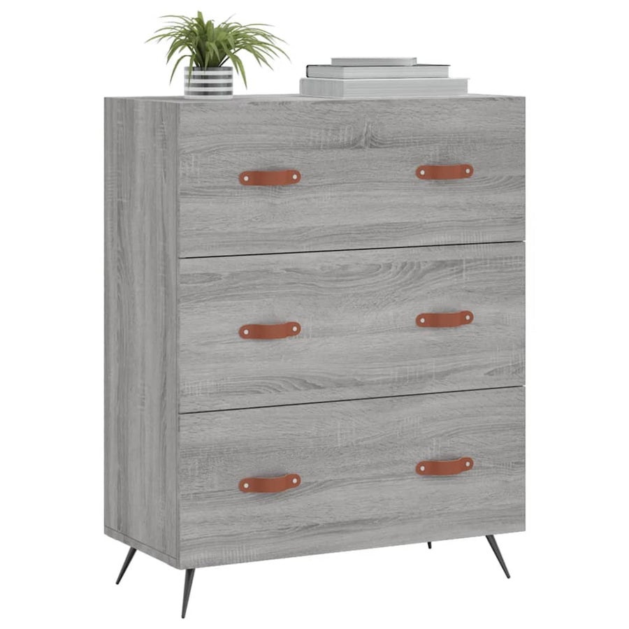Ladekast 69,5x34x90 cm bewerkt hout grijs sonoma