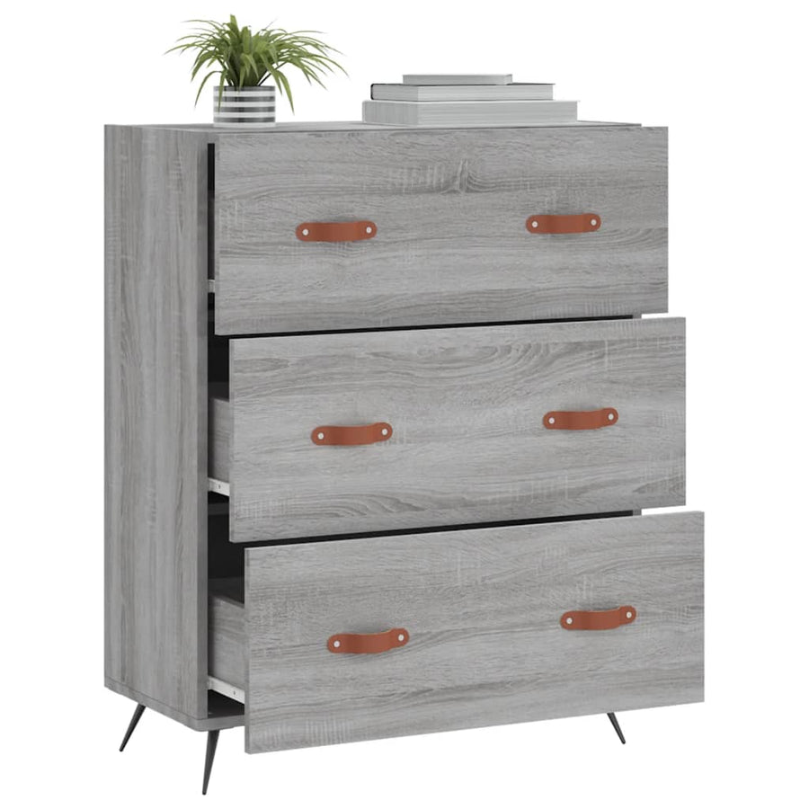 Ladekast 69,5x34x90 cm bewerkt hout grijs sonoma