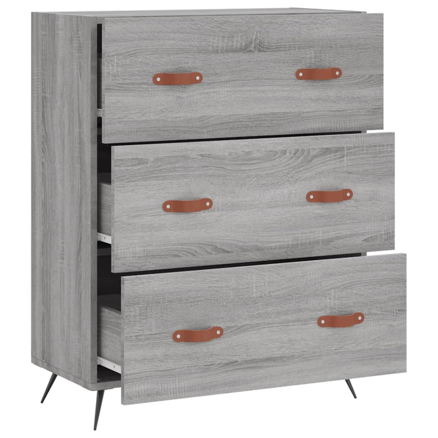 Ladekast 69,5x34x90 cm bewerkt hout grijs sonoma