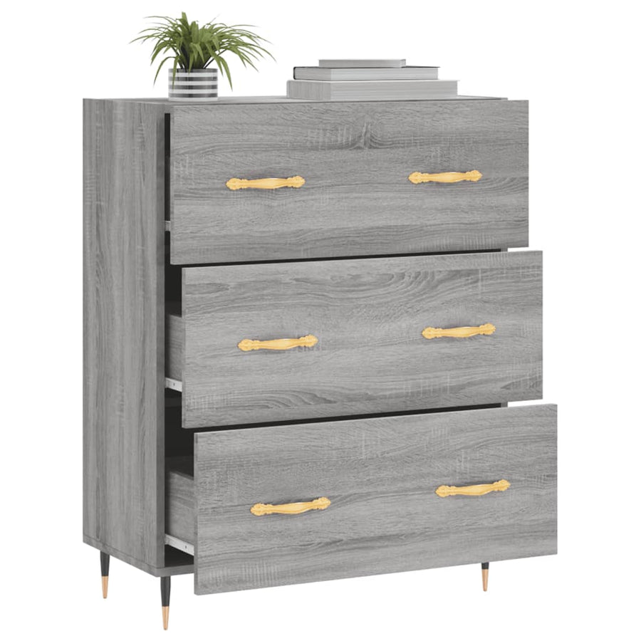 Dressoir 69,5X34X90 Cm Bewerkt Hout Grijs Sonoma Eikenkleurig
