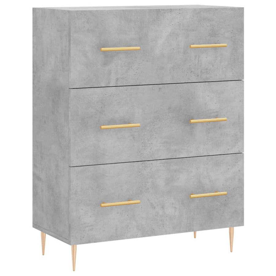 Dressoir 69,5X34X90 Cm Bewerkt Hout Betongrijs