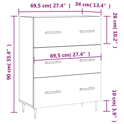 Dressoir 69,5X34X90 Cm Bewerkt Hout Betongrijs