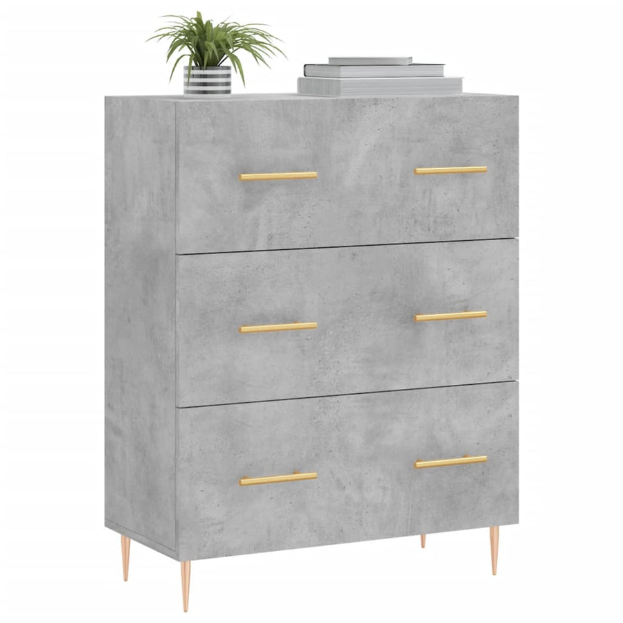 Dressoir 69,5X34X90 Cm Bewerkt Hout Betongrijs