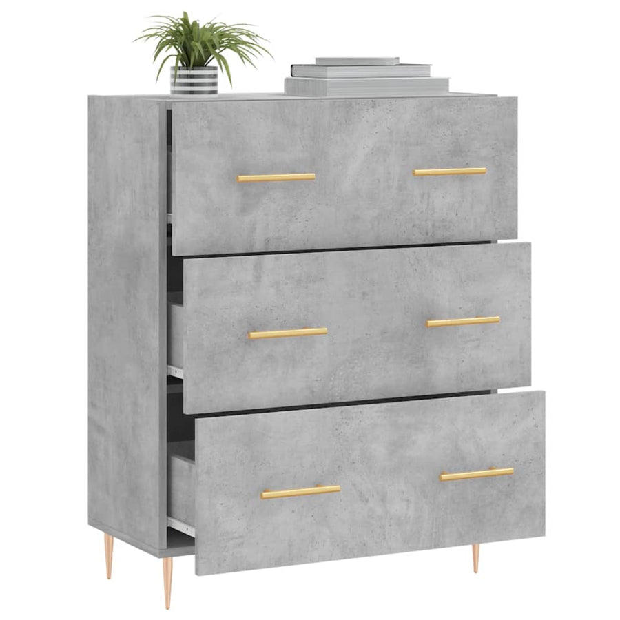 Dressoir 69,5X34X90 Cm Bewerkt Hout Betongrijs