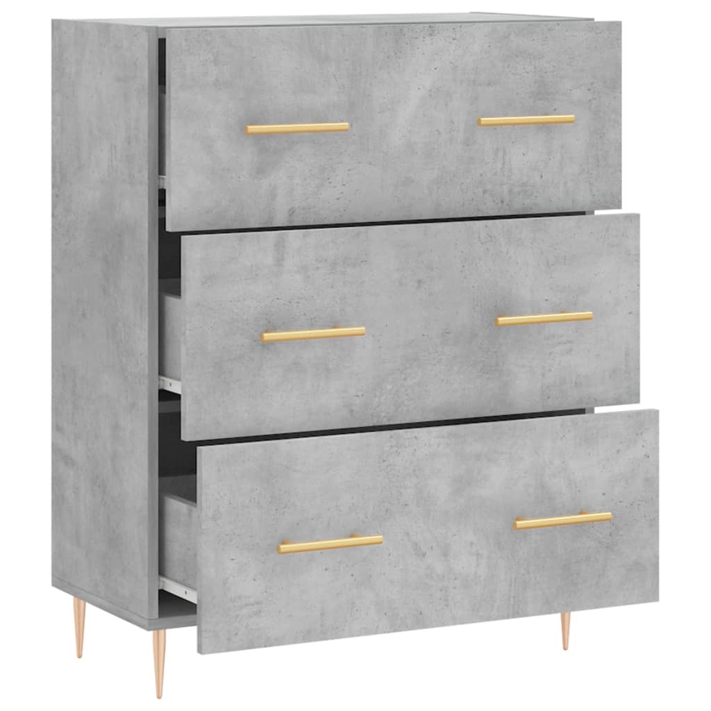 Dressoir 69,5X34X90 Cm Bewerkt Hout Betongrijs