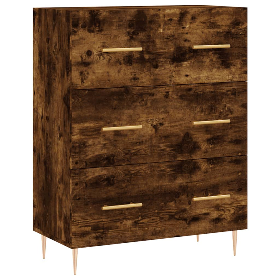 Dressoir 69,5X34X90 Cm Bewerkt Hout Gerookt Eikenkleurig