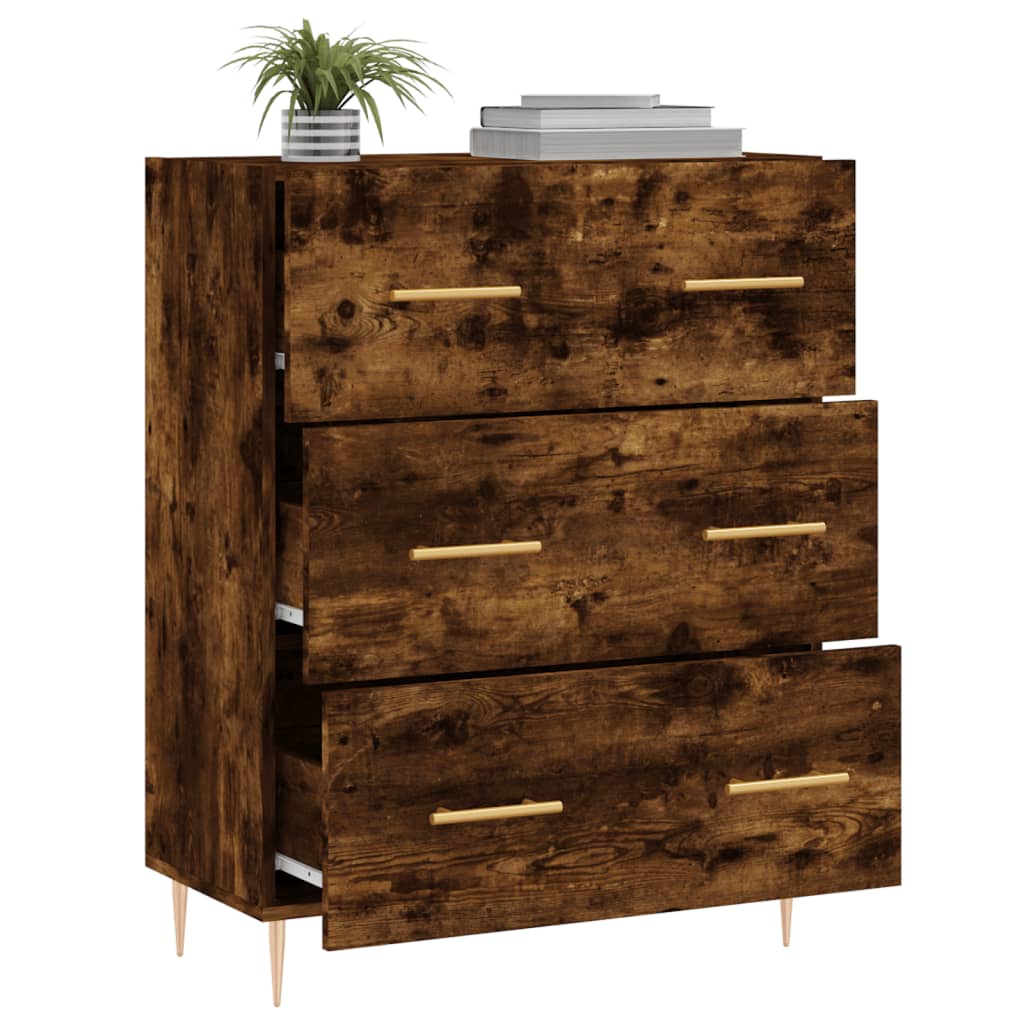 Dressoir 69,5X34X90 Cm Bewerkt Hout Gerookt Eikenkleurig