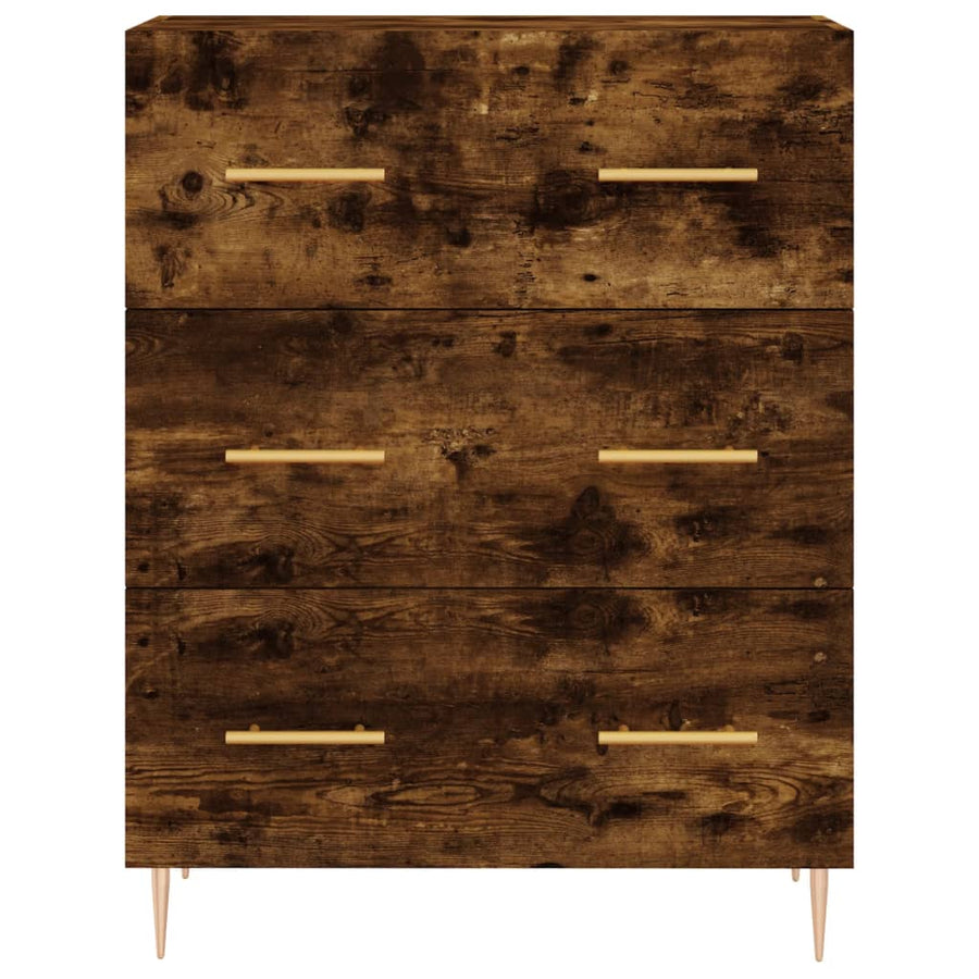 Dressoir 69,5X34X90 Cm Bewerkt Hout Gerookt Eikenkleurig