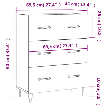 Dressoir 69,5X34X90 Cm Bewerkt Hout Hoogglans Wit