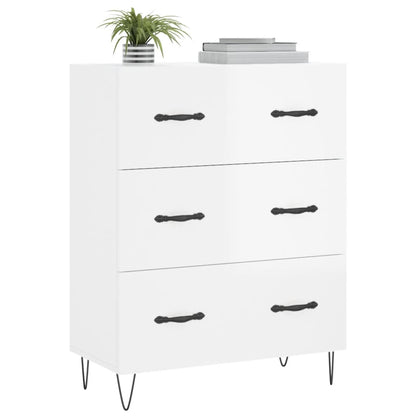Dressoir 69,5X34X90 Cm Bewerkt Hout Hoogglans Wit