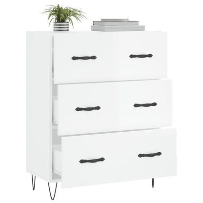 Dressoir 69,5X34X90 Cm Bewerkt Hout Hoogglans Wit