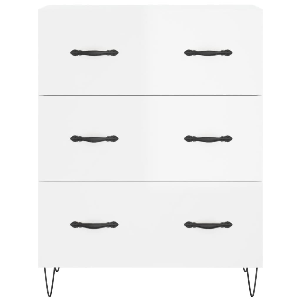 Dressoir 69,5X34X90 Cm Bewerkt Hout Hoogglans Wit