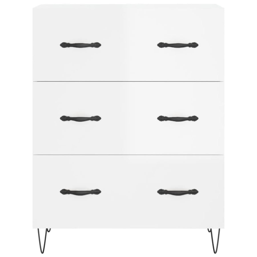 Dressoir 69,5X34X90 Cm Bewerkt Hout Hoogglans Wit