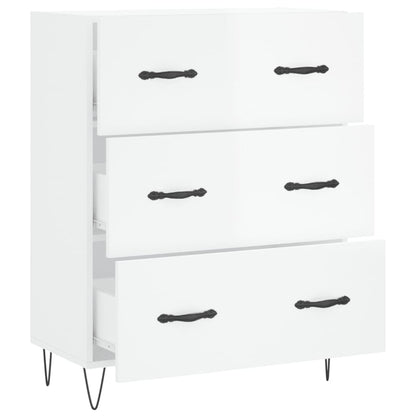 Dressoir 69,5X34X90 Cm Bewerkt Hout Hoogglans Wit