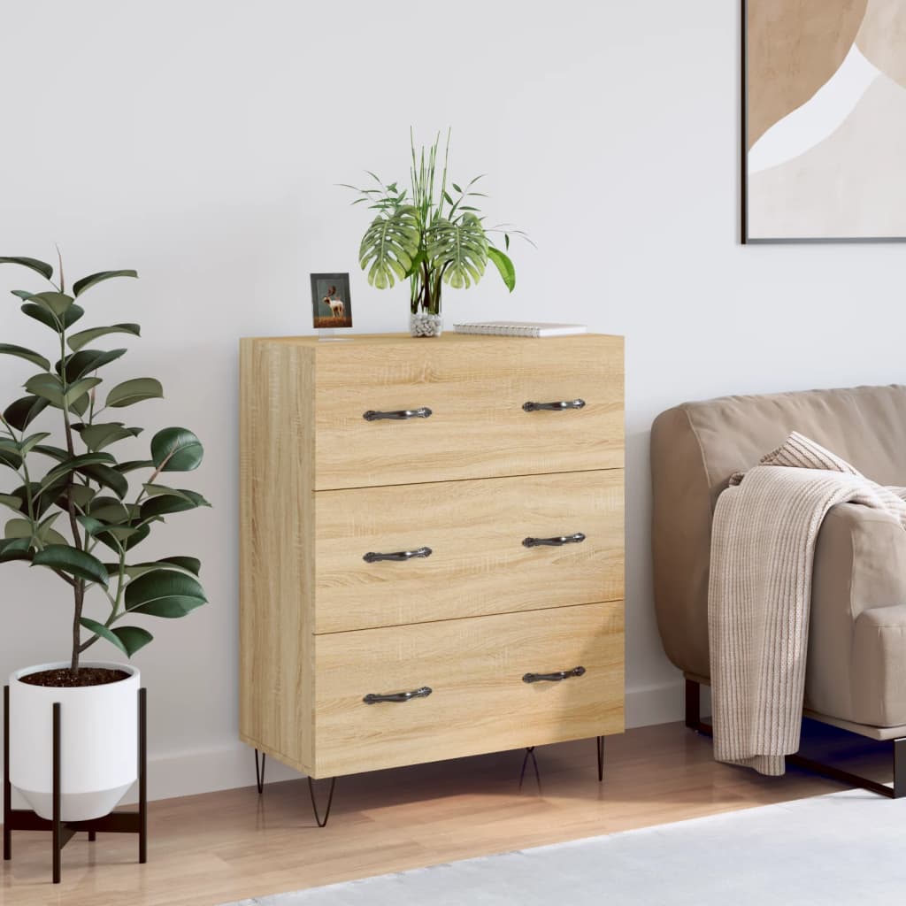 Dressoir 69,5x34x90 cm bewerkt hout sonoma eikenkleurig