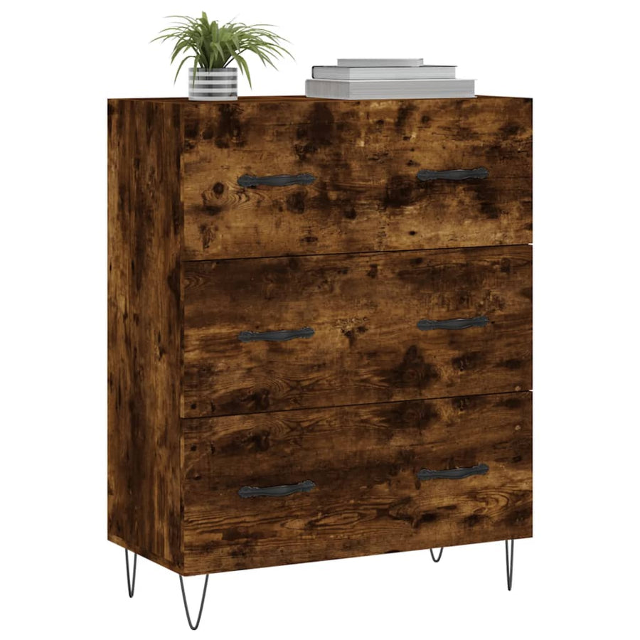 Dressoir 69,5X34X90 Cm Bewerkt Hout Gerookt Eikenkleurig