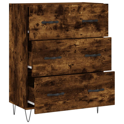 Dressoir 69,5X34X90 Cm Bewerkt Hout Gerookt Eikenkleurig