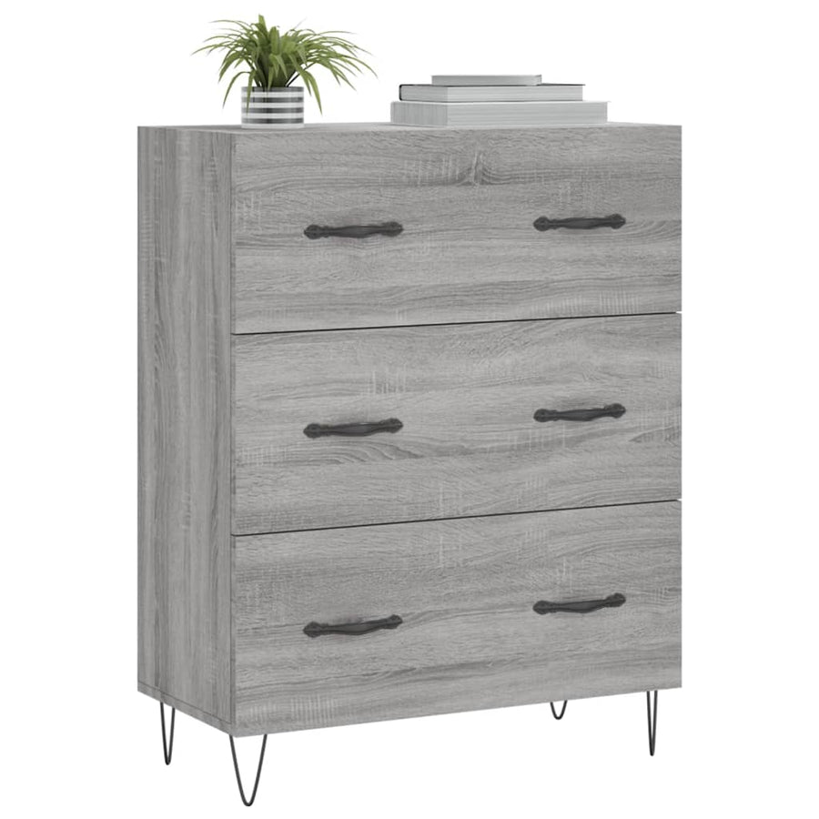 Dressoir 69,5x34x90 cm bewerkt hout grijs sonoma eikenkleurig