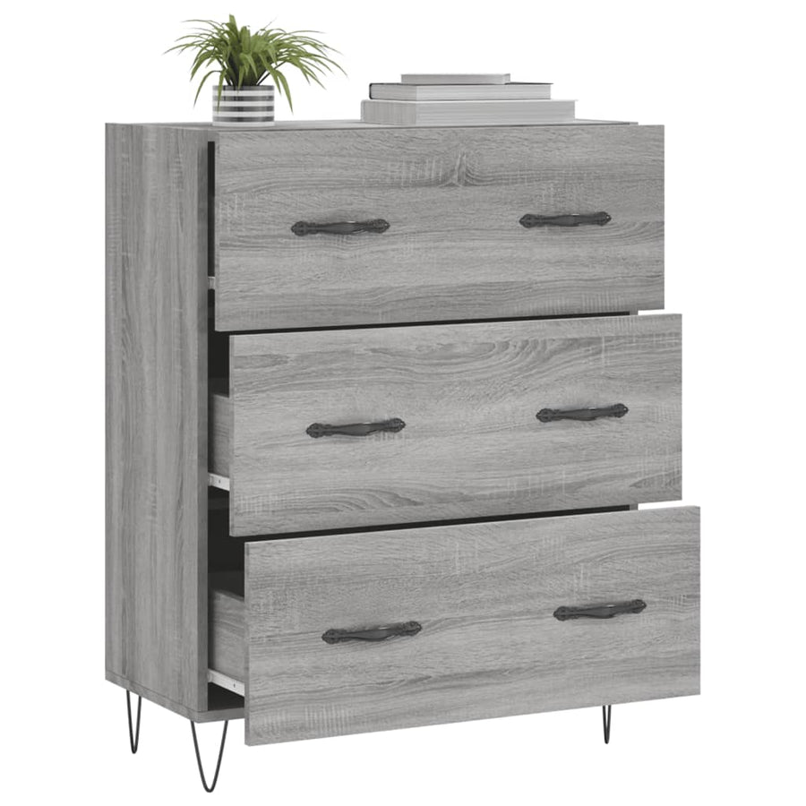 Dressoir 69,5x34x90 cm bewerkt hout grijs sonoma eikenkleurig