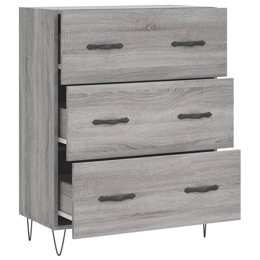 Dressoir 69,5x34x90 cm bewerkt hout grijs sonoma eikenkleurig