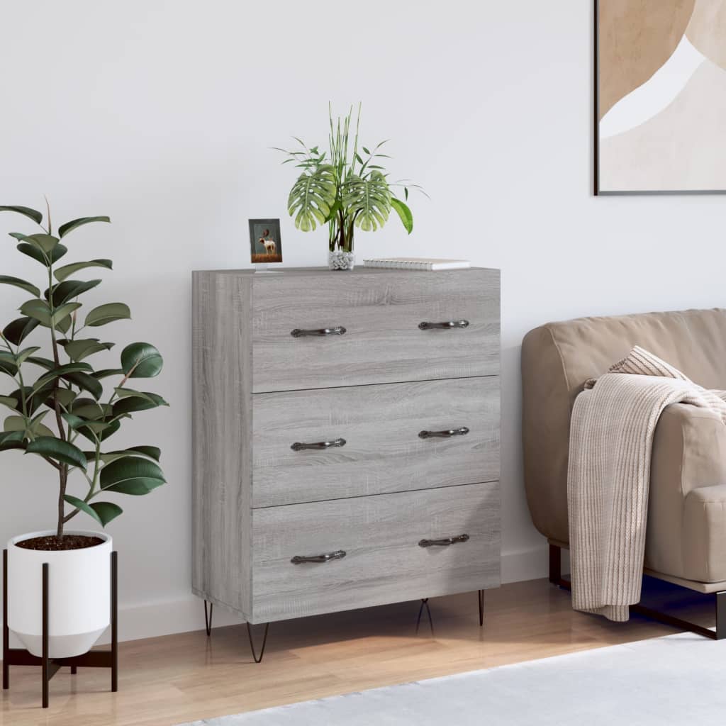 Dressoir 69,5X34X90 Cm Bewerkt Hout Eikenkleurig Grijs sonoma