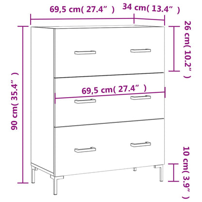 Dressoir 69,5X34X90 Cm Bewerkt Hout Sonoma Eikenkleurig