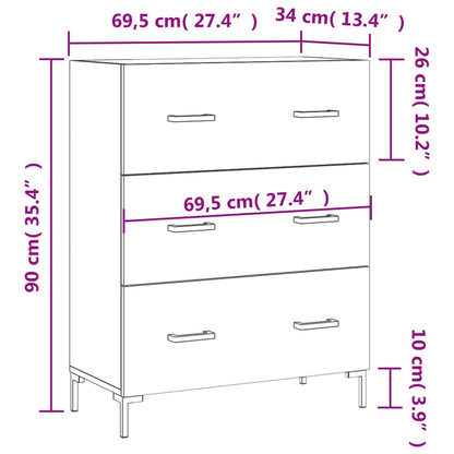 Dressoir 69,5X34X90 Cm Bewerkt Hout Grijs Sonoma Eikenkleurig