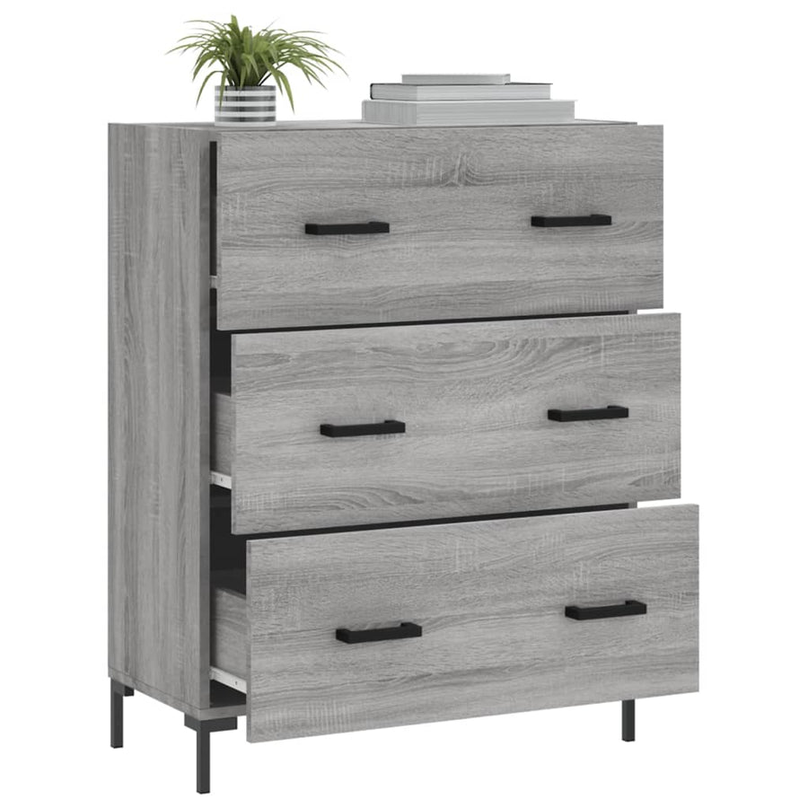 Dressoir 69,5X34X90 Cm Bewerkt Hout Grijs Sonoma Eikenkleurig