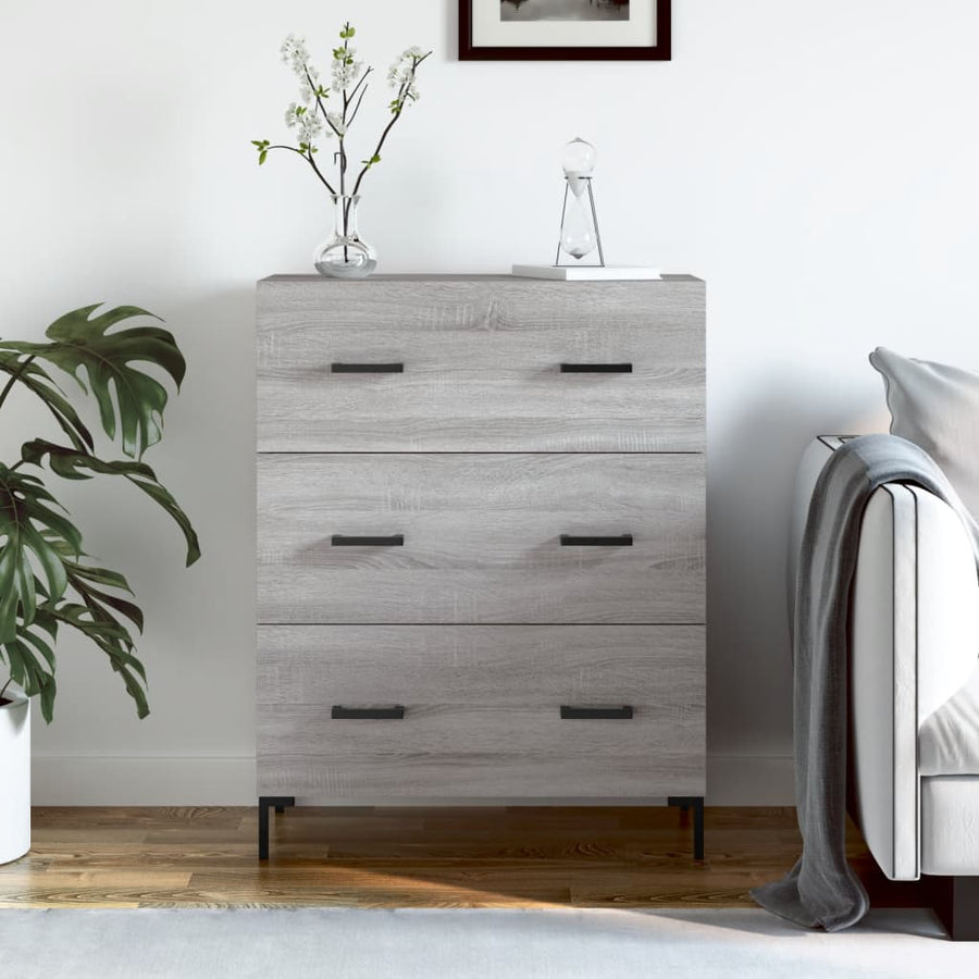 Dressoir 69,5X34X90 Cm Bewerkt Hout Grijs Sonoma Eikenkleurig