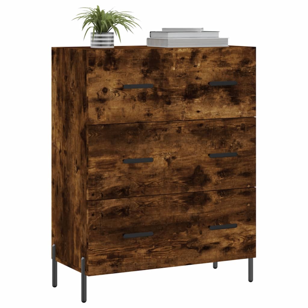 Dressoir 69,5X34X90 Cm Bewerkt Hout Gerookt Eikenkleurig