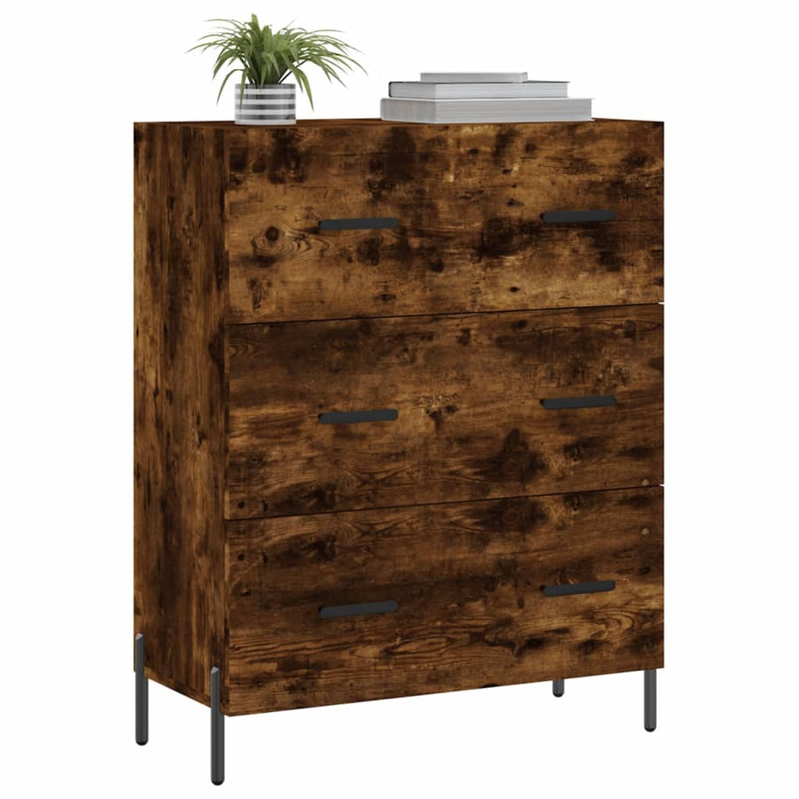 Dressoir 69,5X34X90 Cm Bewerkt Hout Gerookt Eikenkleurig