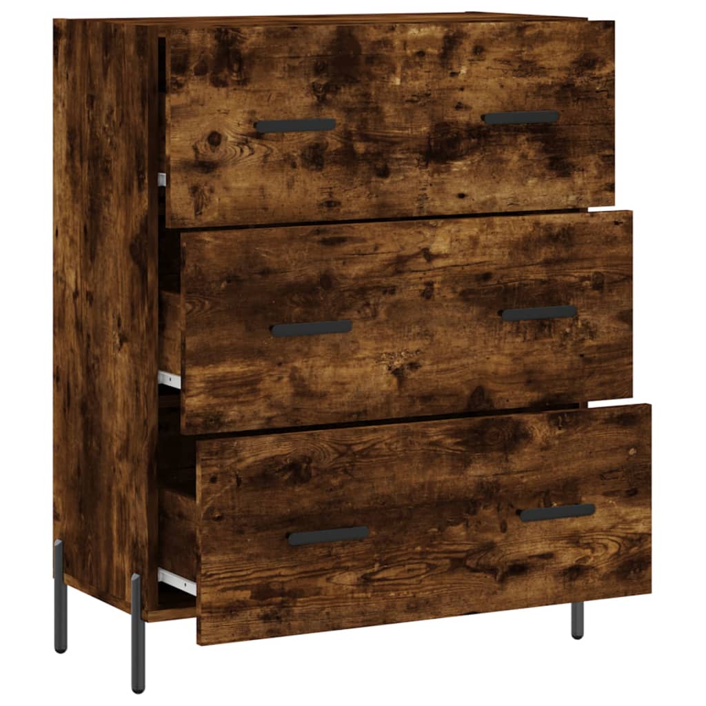 Dressoir 69,5X34X90 Cm Bewerkt Hout Gerookt Eikenkleurig