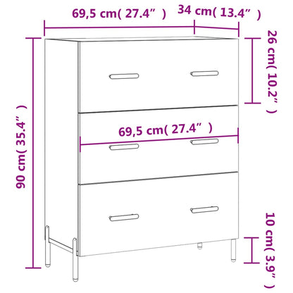 Dressoir 69,5X34X90 Cm Bewerkt Hout Grijs Sonoma Eikenkleurig