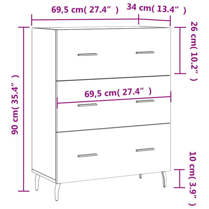 Dressoir 69,5X34X90 Cm Bewerkt Hout Wit