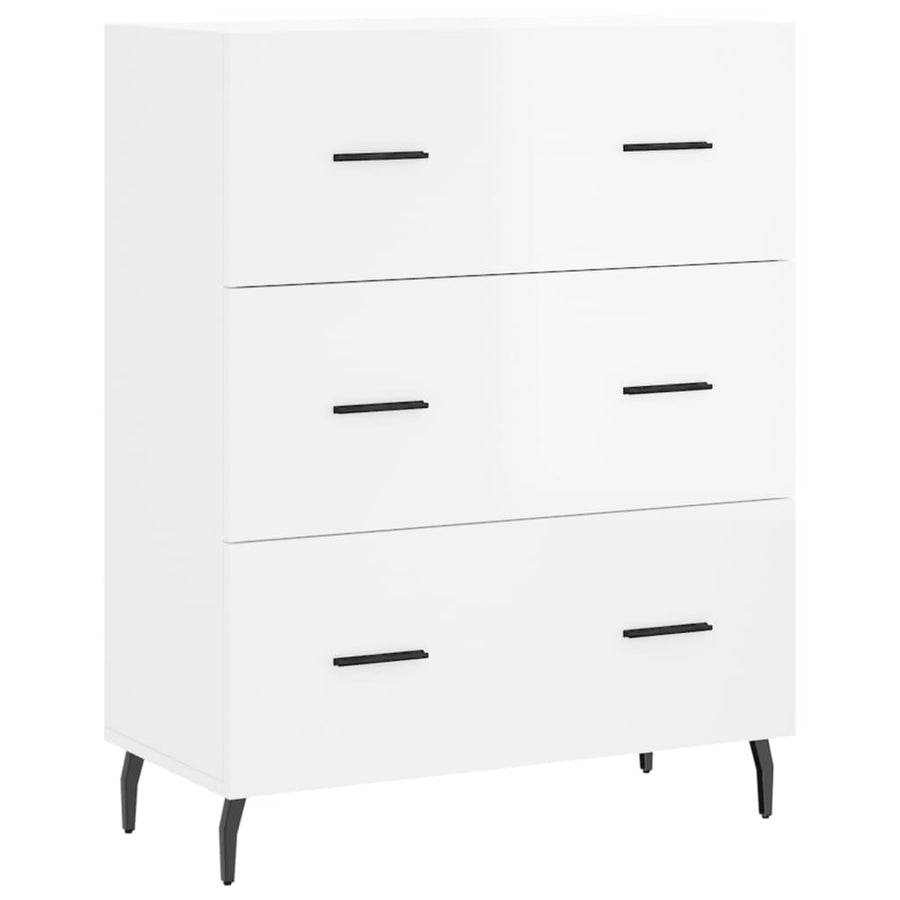 Dressoir 69,5X34X90 Cm Bewerkt Hout Hoogglans Wit