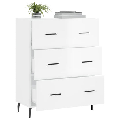 Dressoir 69,5X34X90 Cm Bewerkt Hout Hoogglans Wit