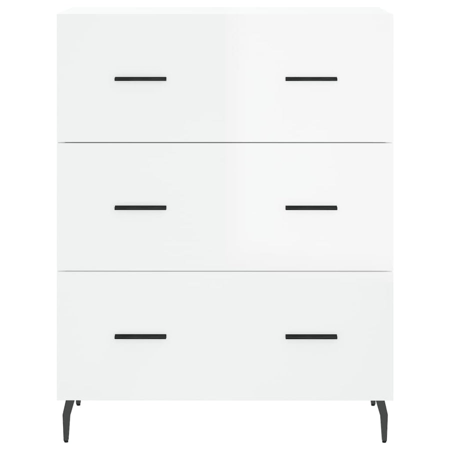 Dressoir 69,5X34X90 Cm Bewerkt Hout Hoogglans Wit
