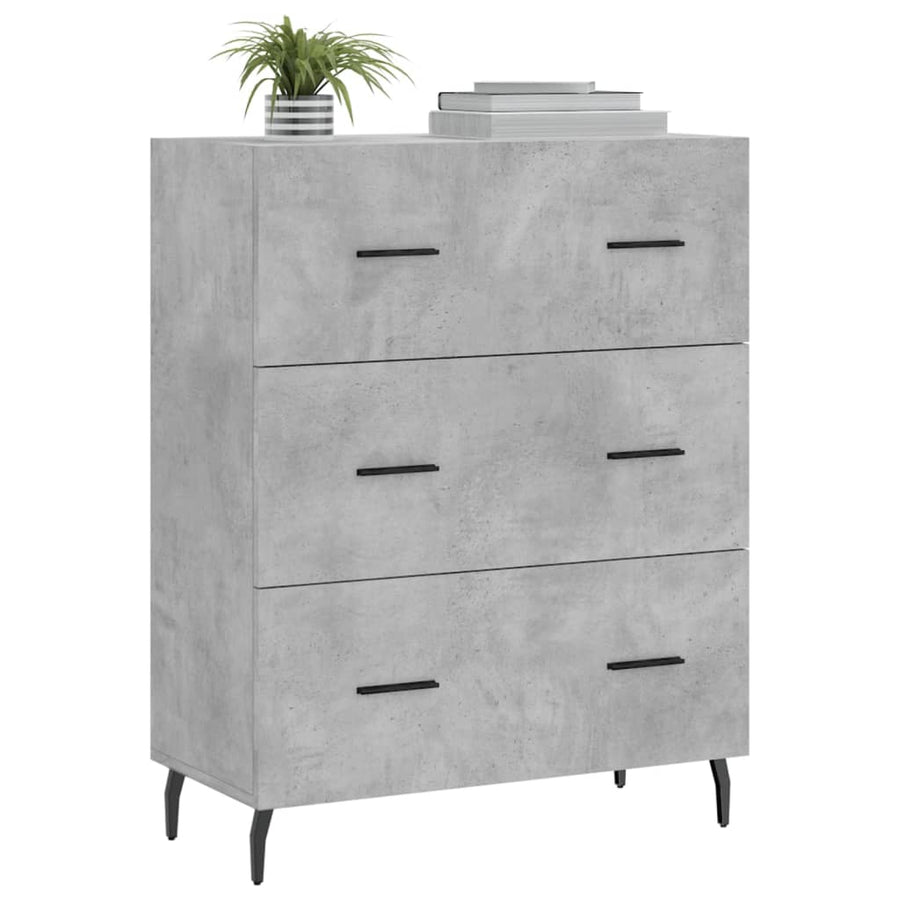 Dressoir 69,5X34X90 Cm Bewerkt Hout Betongrijs